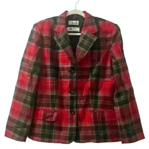 RAFAELLA vintage red green tartan wool plaid schoolgirl blazer jacket size 10